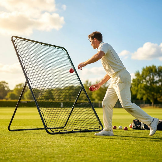 Cricket rebounder with durable steel frame for training sessions