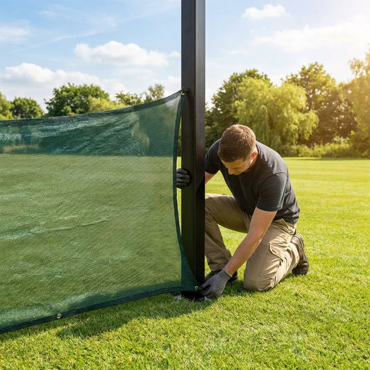 Removable anti-litter net system with steel posts