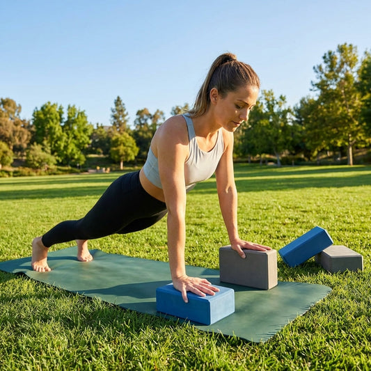 Eco-friendly yoga block available in Blue or Grey - product detail