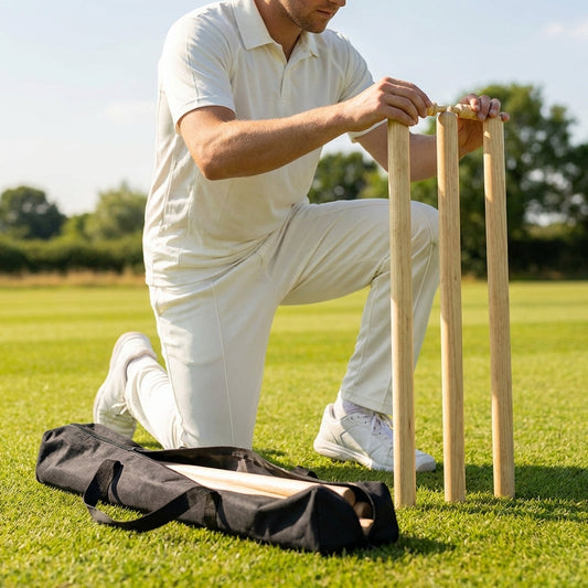 Wooden cricket stumps for competitive cricket with carry bag