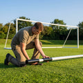 Football goal net stanchions made of 80mm aluminium, ideal for stadium use