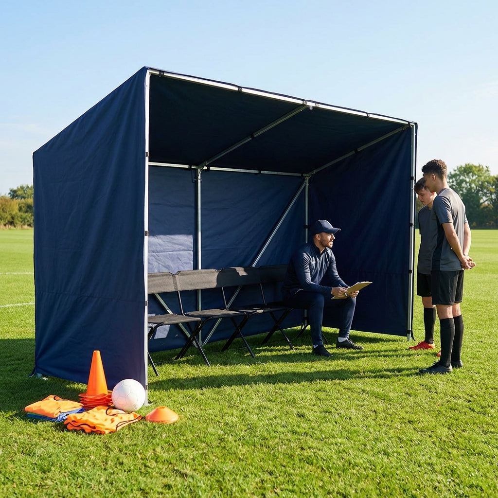 Portable team shelter in 10 colours with steel frame for sports events