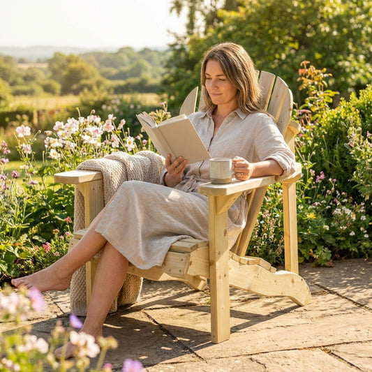 Wooden relax chair for garden seating, available in single or double