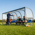 Heavy duty aluminium team shelter with moulded seats - product detail