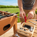 Assorted table football spare parts including player rods and aprons - product detail