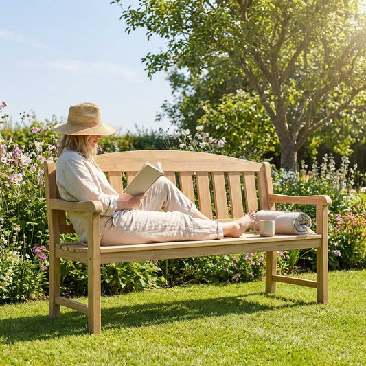 Wooden garden bench with three seats, pressure-treated for outdoor use