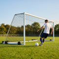 Freestanding stadium football goal with aluminium frame and box net