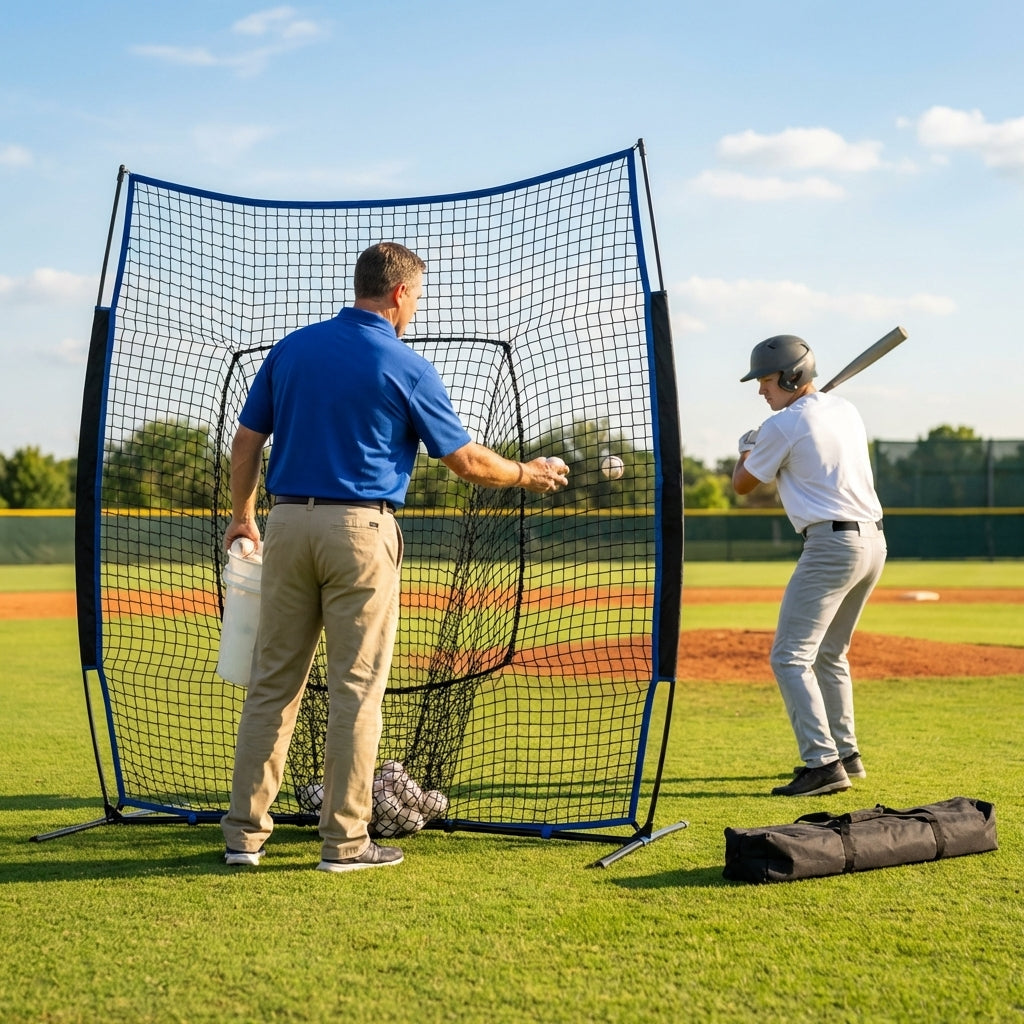 Baseball protective screen 7ft x 7ft with fibreglass and steel frame