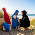 Cotton Towel Poncho in Red, Aqua Blue, and Black for Beach and Pool Use - product detail