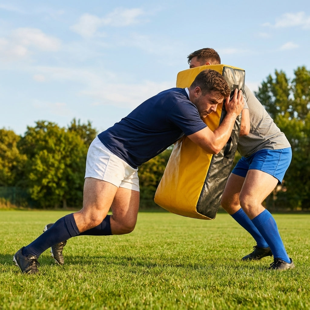 Rugby tackle bag in black and yellow, made from weatherproof PVC - product detail