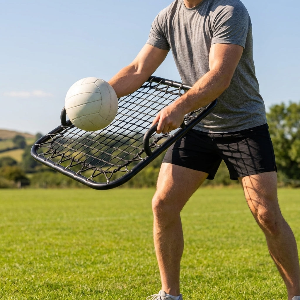 Handheld GAA rebounder for sports training
