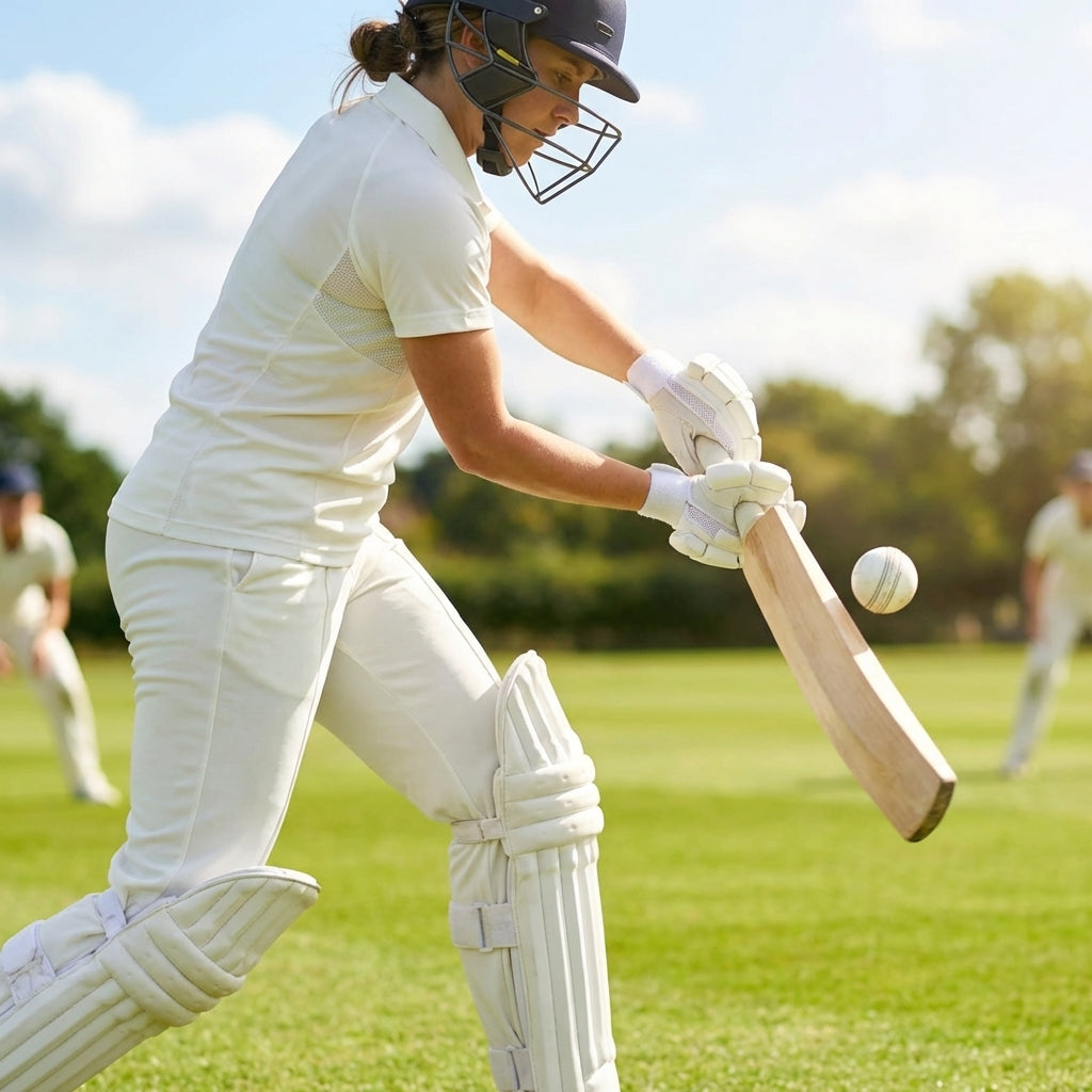 Women's cricket shirt in white, available in XXS-XXL, 100% polyester