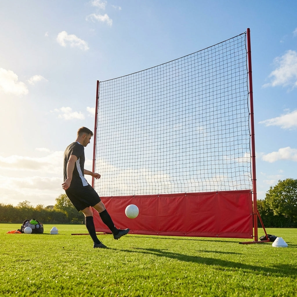 Ball Stop Net System with 8m high galvanised steel posts for sports grounds