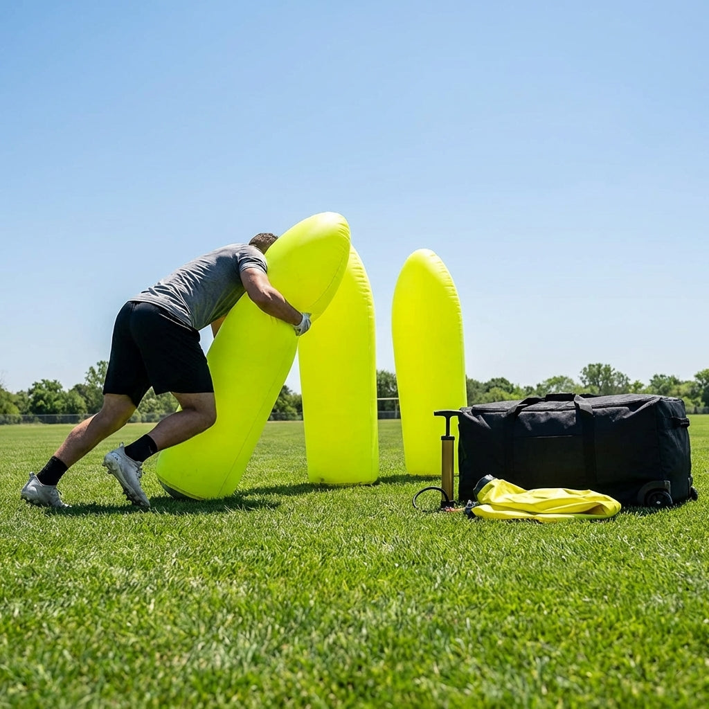 High-visibility American football training dummies in yellow PVC - product detail