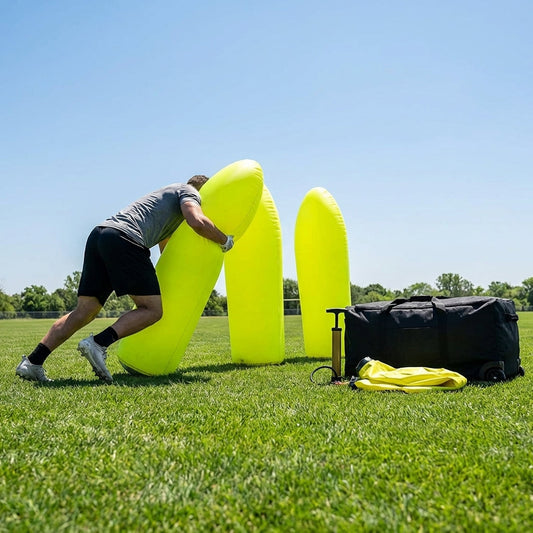 High-visibility American football training dummies in yellow PVC - product detail