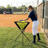 Portable ball caddy for sports training with black metal frame