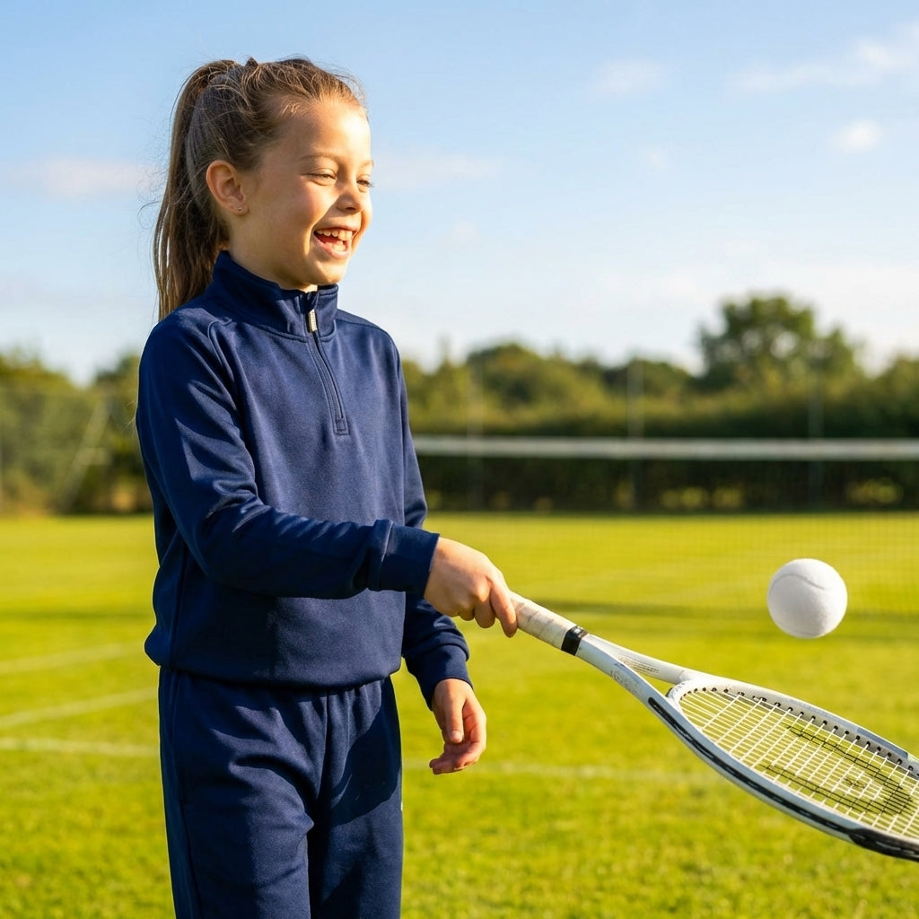 Junior tracksuit top in polyester for indoor and outdoor use
