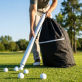 Golf ball shag bag with aluminium tube and nylon storage