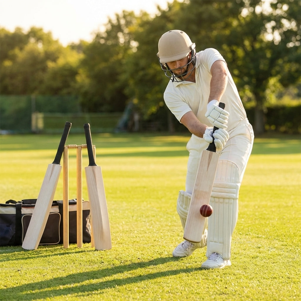 Cricket training bat crafted from Kashmir Willow, available in three sizes