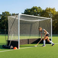 Pop up hockey goals with durable steel frame for indoor and outdoor use