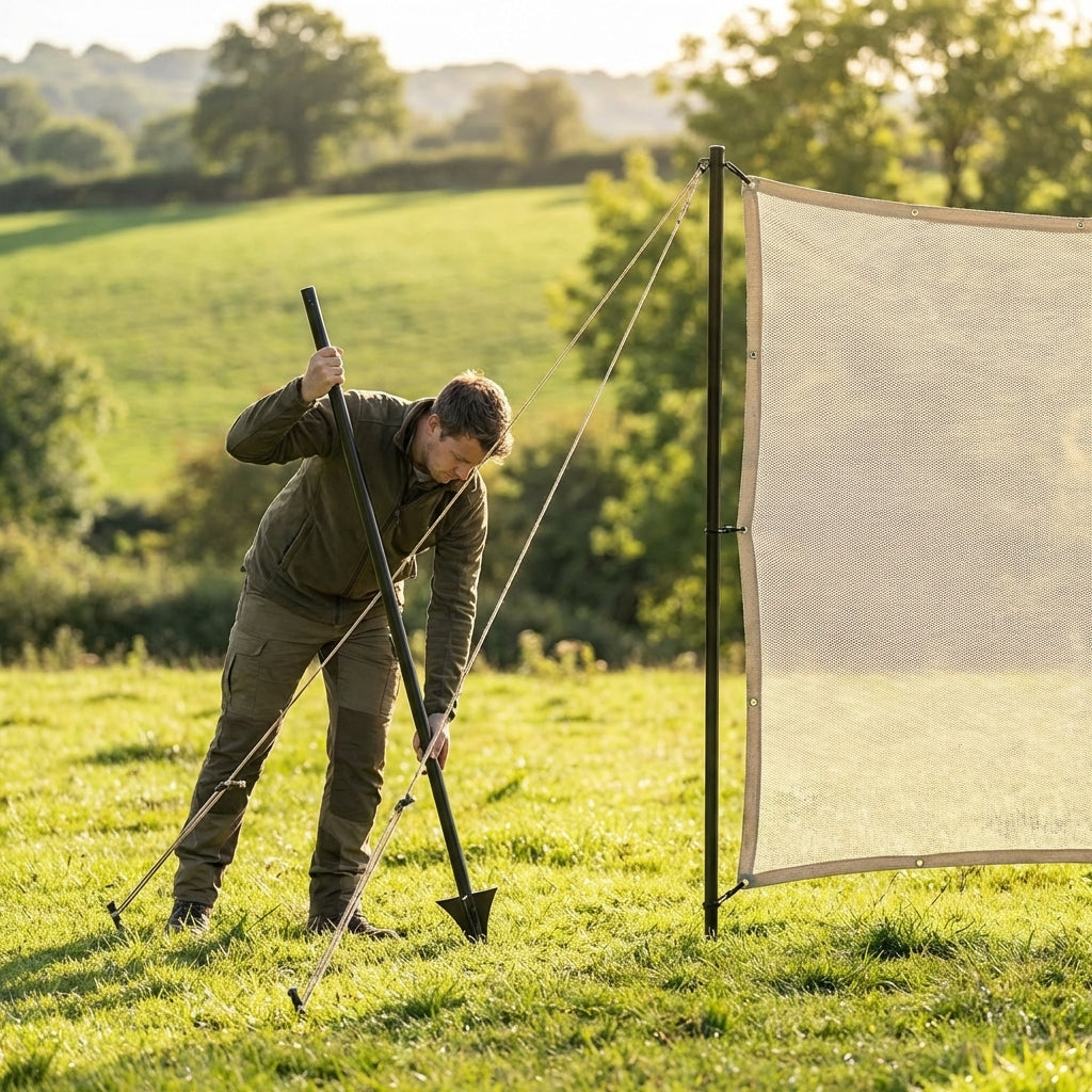 Archery netting poles 9ft powder coated steel for archery clubs