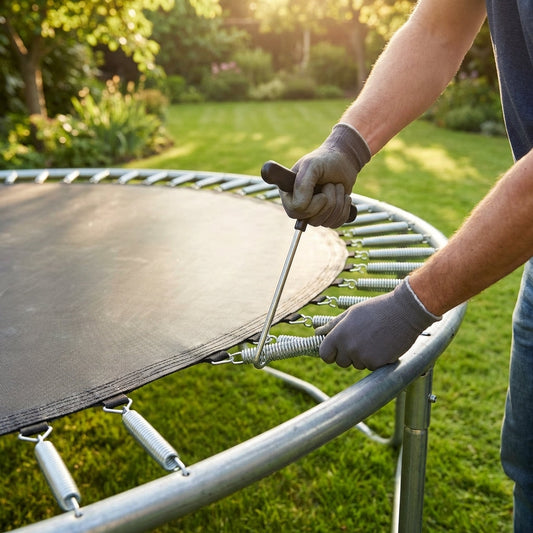 Trampoline spring tool with ergonomic handle and steel hook - product detail