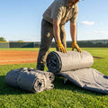 Baseball field tarpaulin in optic white with reinforced edges - product detail