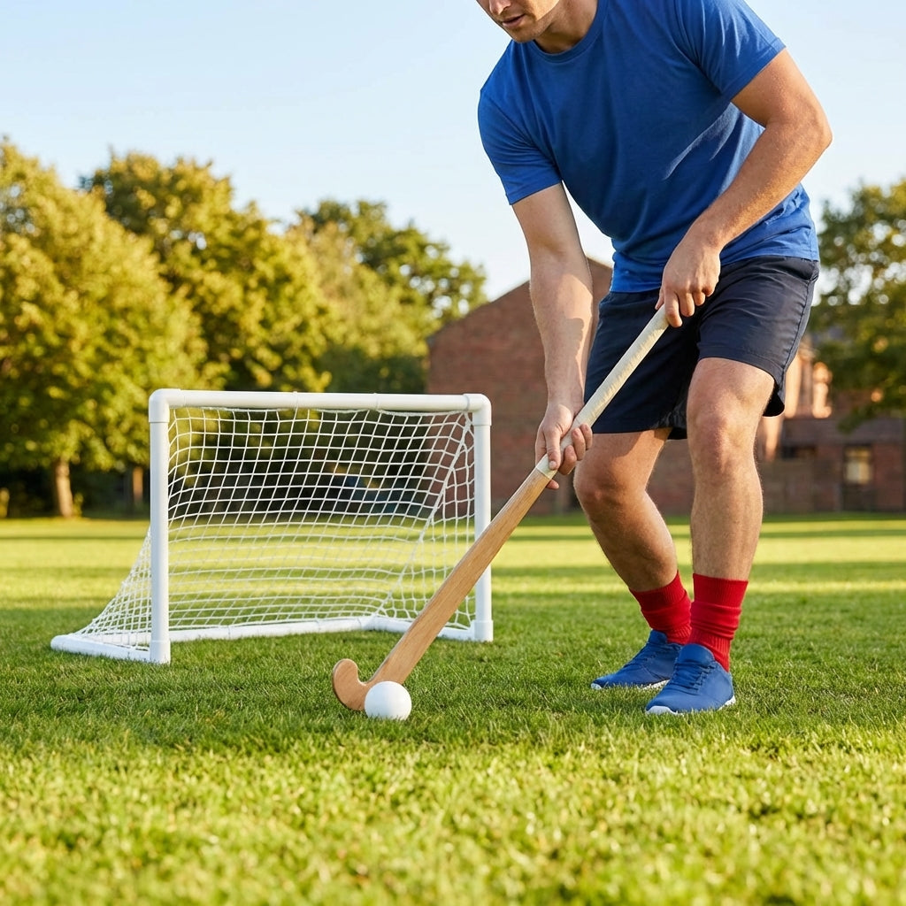 PVC Mini Hockey Goal in white for indoor and outdoor use