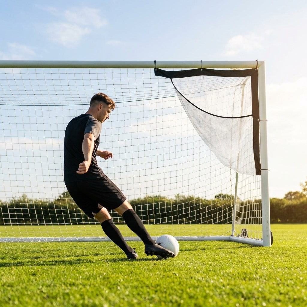Football goal target sheet with high visibility borders for training