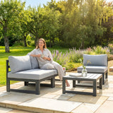 Aluminium garden furniture set in grey with cushions for outdoor use