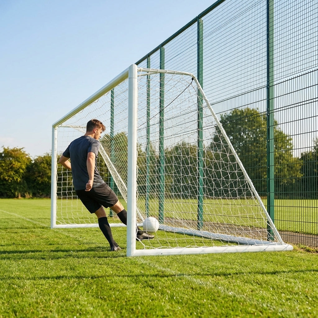 Aluminium football goal with folding mechanism