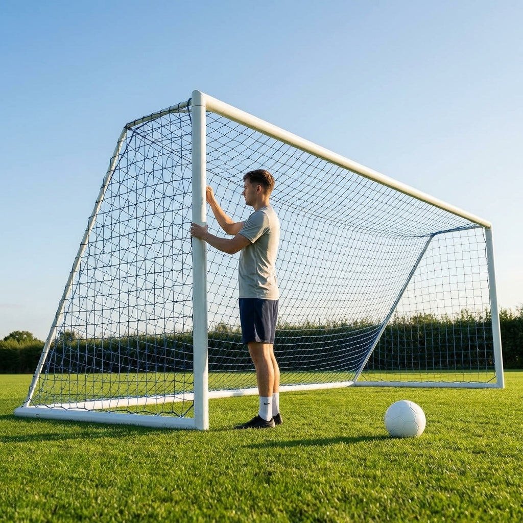 Football goal nets 24 x 8 ft, durable HDPE for clubs and schools