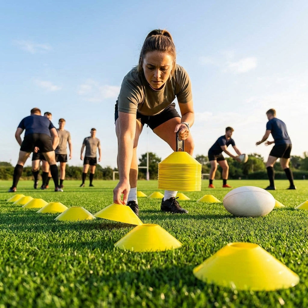 Rugby Training Marker Cones in multiple colours with cone stand