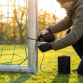 Net tie twine in black, white, and blue for outdoor sports net repair