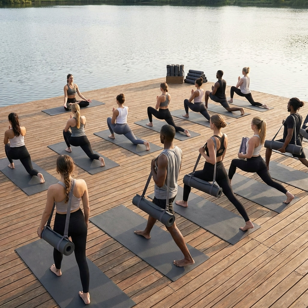 PU Yoga Mat in calming colours, 5mm thick, non-slip surface