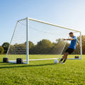 Freestanding stadium football goal with aluminium frame and box net