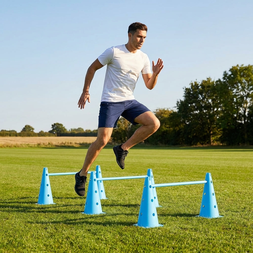 Tri cone hurdles set for sports training available in multiple colours