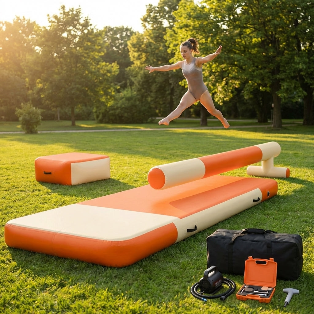 Inflatable Gymnastics Mat Set with Beam and Block