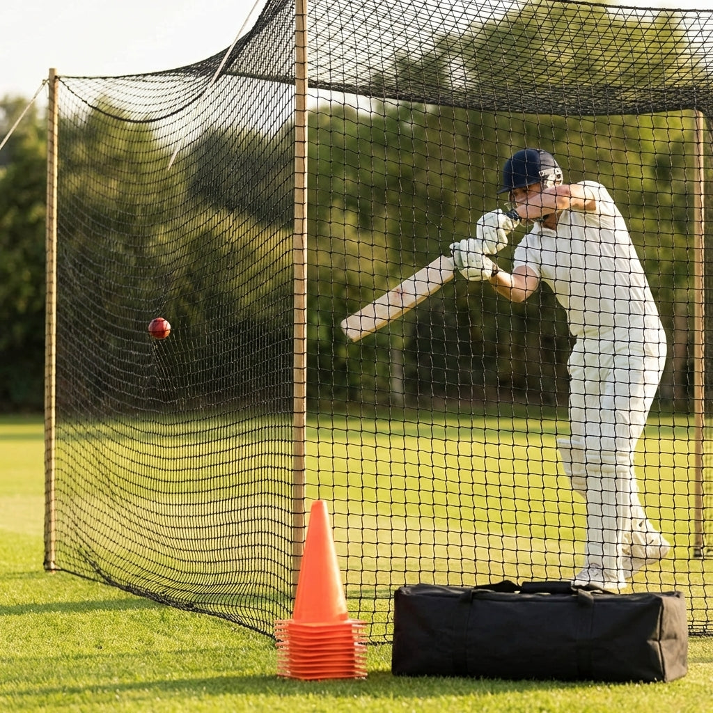 Cricket netting made of high-density polypropylene in black colour