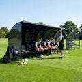 Heavy duty aluminium team shelter with moulded seats