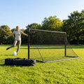 Folding football goal with aluminium frame and high-impact net