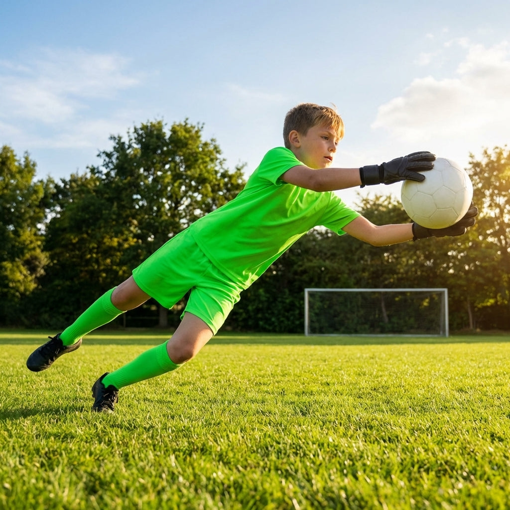 Kids' Goalkeeper Kit in vibrant colours, football gear