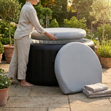 Inflatable hot tub cover in grey, made from durable PVC
