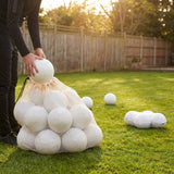 Lightweight garden football with traditional white design and colourful patterns