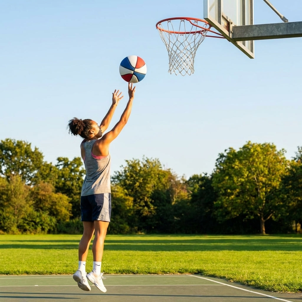 Basketball made of microfibre leather suitable for indoor and outdoor use