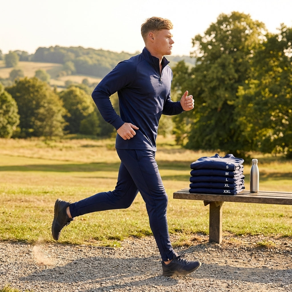 Men's Quarter Zip Tracksuit in Polyester for Indoor and Outdoor Use