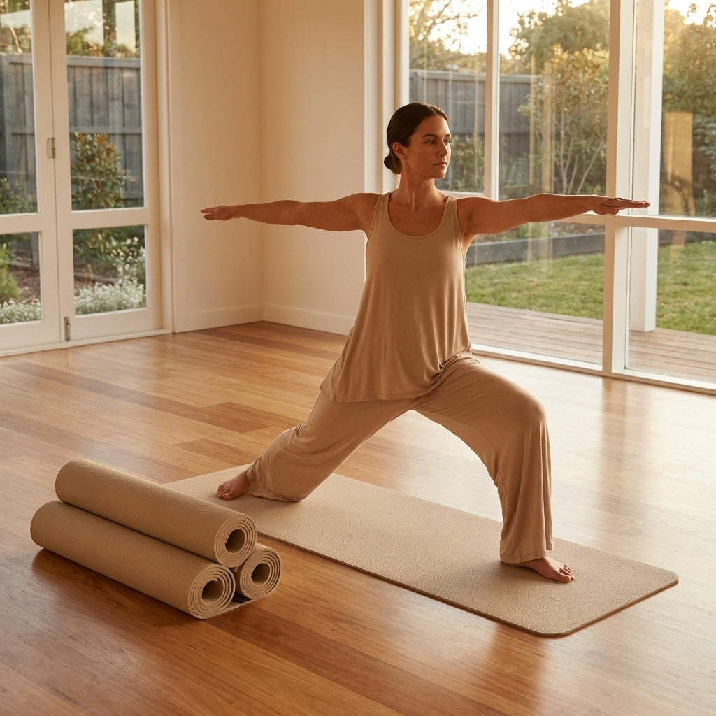 PU Yoga Mat in calming colours, ideal for yoga and Pilates