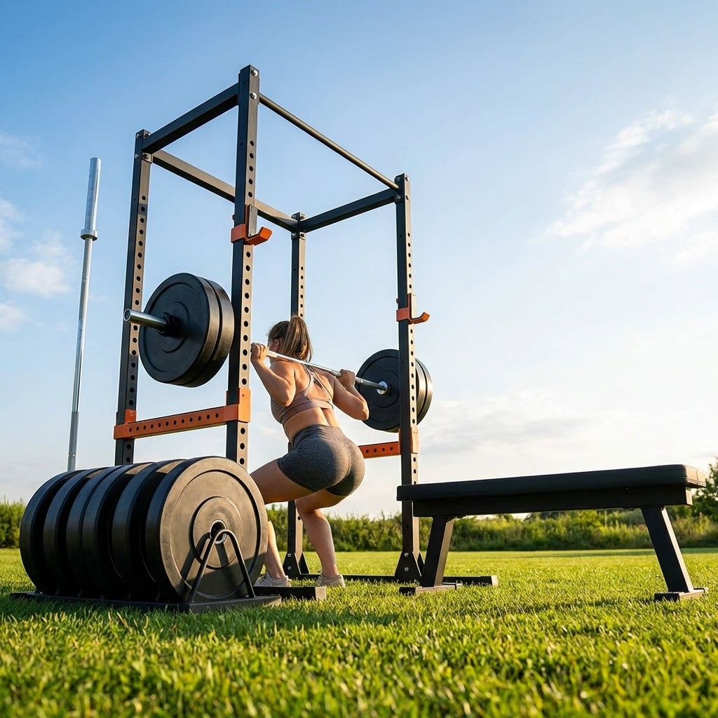 Complete gym equipment set for home and garage use