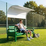 Aluminium tennis court bench in green for tournament use