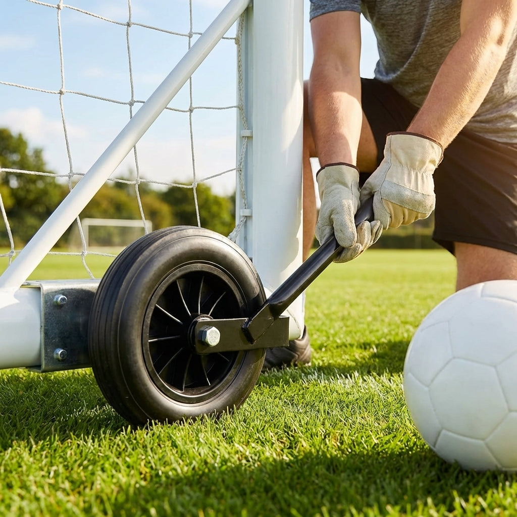 All-terrain football goal wheels for easy movement